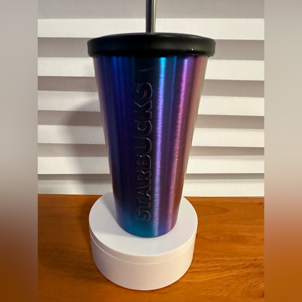 Starbucks 2 Go Cold Cup Iridescent Purple Blue Stainless Steel Traveler Tumbler